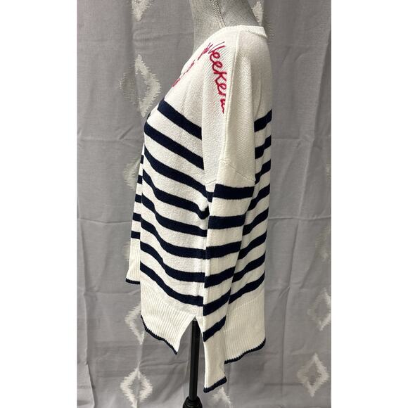 Lilly Pulitzer Quince Cheers to the Weekend Striped Crewneck Sweater L - Picture 6 of 9